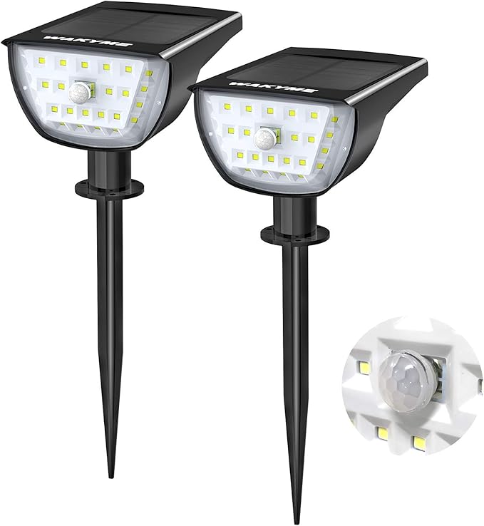 WAKYME 26 LED Solar Motion Sensor Landscape Spotlight, 2in