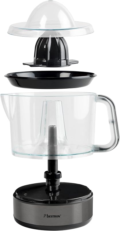 Zitruspresse, 0,7 L, Abnehmbarer Krug, Transparenter Deckel, Zwei Presskegel für Kleine und Große Zitrusfrüchte, Motor mit Zwei Drehrichtungen, 40 Watt, Farbe: Dunkel Metallicgrau