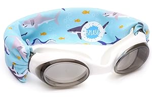 Splash Place SWIM GOGGLES with Fabric Strap - Adult & Kids Swim Goggles - BLUES & GREENS