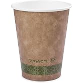Vegware Kraft Paper Coffee Cups, Disposable Coffee Cups, 8 oz, 1000 Count | Coffee tea hot drinks, Caf&eacute;s bakeries to-go, Plant-based PLA lining, Eco-friendly, Compostable, Fits 79-Series lids