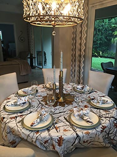 90" x 90" Snowfall True Timber Christmas Tablecloth Restaurant Quality Fabric Machine Wash and Dry No Wrinkles No Iron No Stains! Made in USA Camo