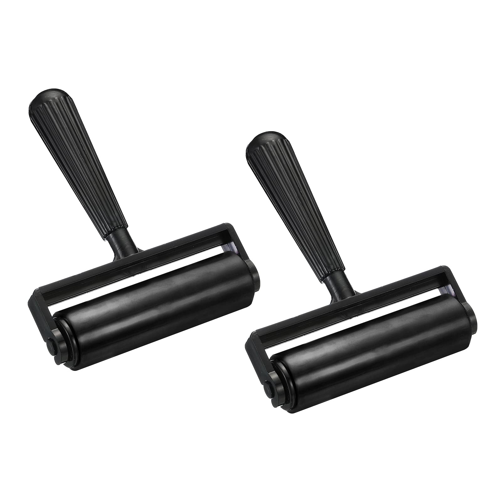 PATIKIL 4.5 Inch Rubber Roller Brayer, 2pcs Anti Skid Hard Rubber Roller Tools for Wallpaper Art Craft Printmaking Stamping Tape Construction, Black