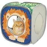 Kitty City Safari Jungle Pop-Up Cat Cube, Collapsible Indoor Cat Hideout &amp; Play Cube with Peekaboo Openings, Easy Storage, 15&rdquo; x 15&rdquo; x 15&rdquo;