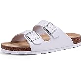 ODOLY Unisex Cork Footbed Slide Sandal, Arch Support Summer Outdoor Sandals with Adjustable Buckle for Women and Men