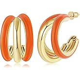 Gold Chunky Triple Hoop Earrings, Thick Three Open Hoop Earrings for Women Trendy Jewelry Gifts