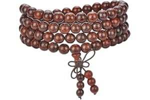 JIIUZUO mala Beads Bracelet 108 8mm Beaded Bracelet Sandalwood Elastic