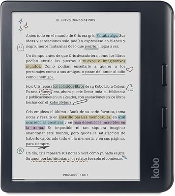 Leitor kobo libra color | tela e ink kaleido™ 3 de 7" | temperatura de cor e brilho ajustáveis ​​| redução de luz azul | e-books e audiolivros | 32 gb de memória | resistente à água | preto