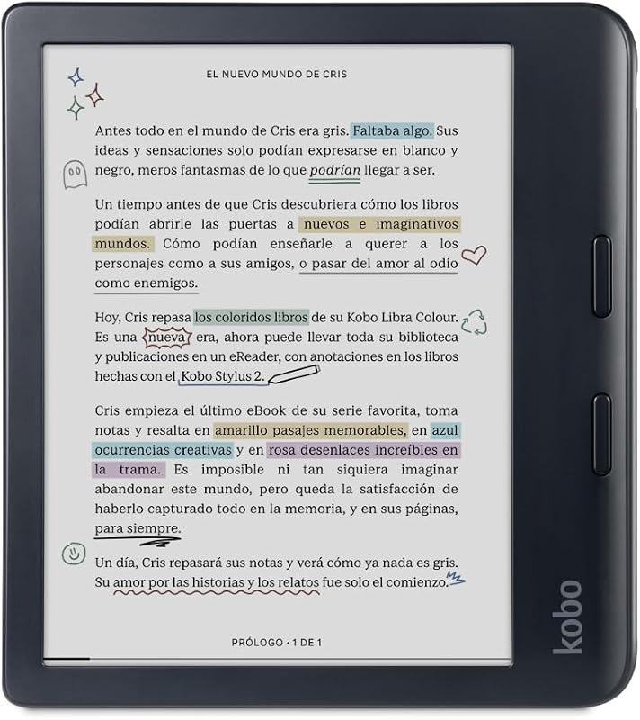 Libra Colour eReader | Pantalla E Ink Kaleido™ 3 de 7" | Temperatura del Color y Brillo Ajustables | Reducción luz Azul | eBooks y AudioBooks | Memoría 32 GB | Resistente al Agua | Negro