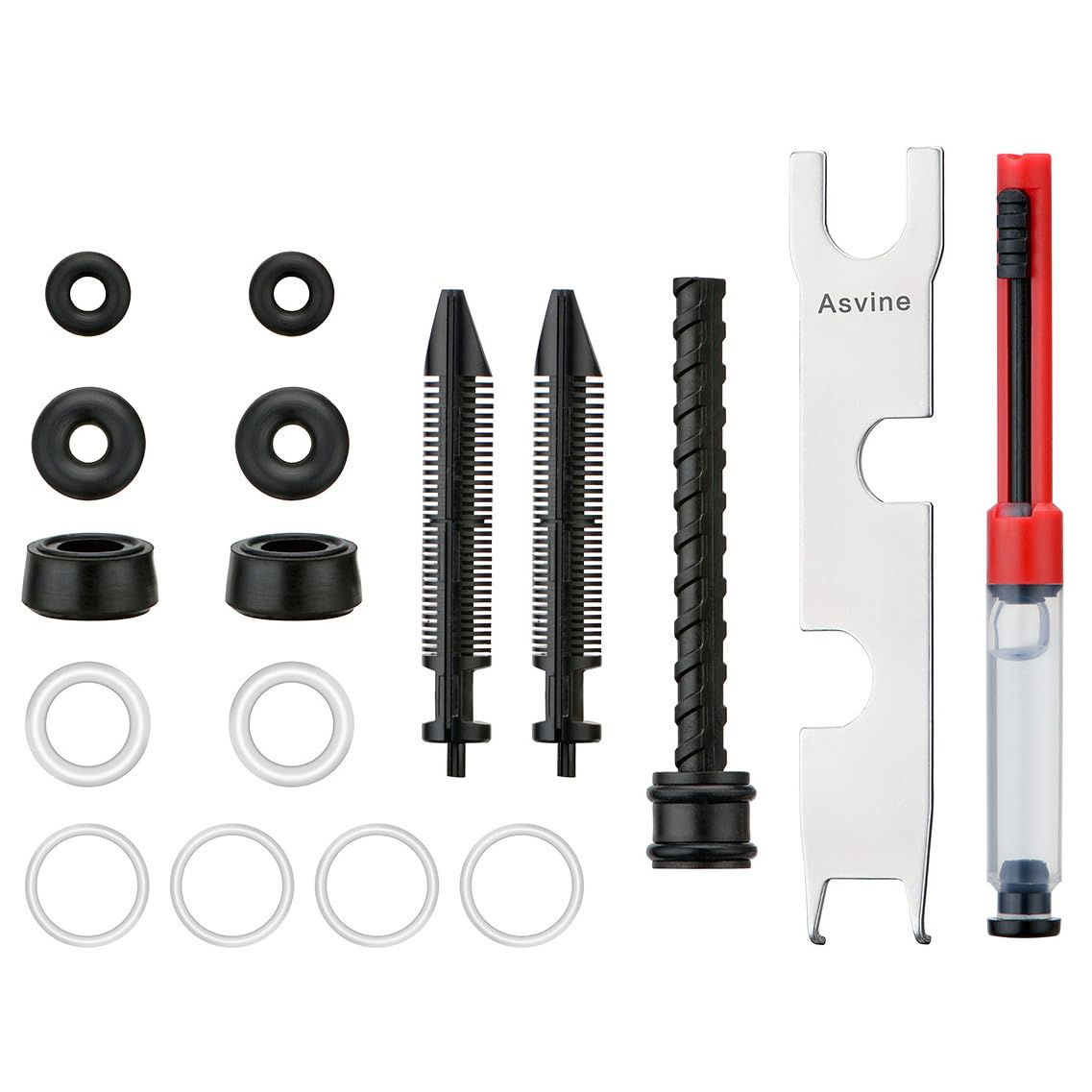 Asvine Vacuum and Piston Fountain Pen Accessories, Repair Parts Kit, O-Rings, Gaskets, Piston Rod, Grease, Feeds, Wrench