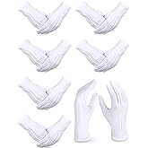 SATINIOR 6 Pairs White Gloves Uniform Parade Costume Gloves for Police Server Funeral Formal Tuxedo Guard