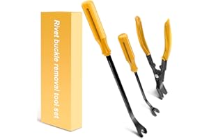 EldHus Clip Plier Trim Upholstery Tool - 3 Pack Car Removal Tool Set to Remove Rivet Fastener Push Pin, Clips Puller Kit for Door Dash Dashboard Panel Body Repair Tools, Yellow