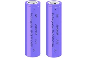 Yuntunele 2 Pack 18650 Rechargeable Battery 3.7 Volt High Performance Genuine18650 Flat Top Flashlight Battery for Headlamps, Doorbells, Handhold Fan etc (Purple)