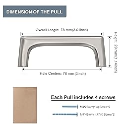 goldenwarm 25 Pack 3in Cabinet Handles Brushed
