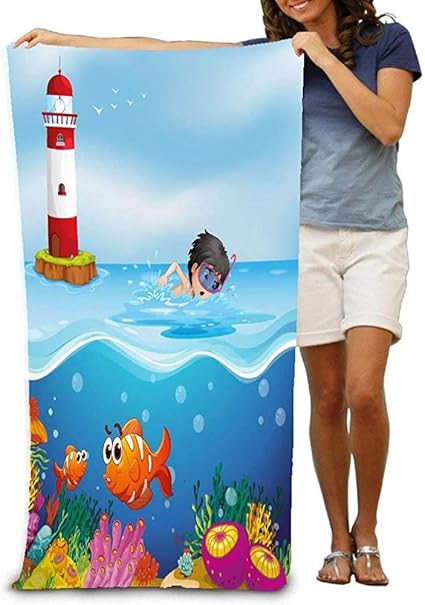 Rexing Toallas de baño absorbentes Niño Nadando en la Playa Cerca del