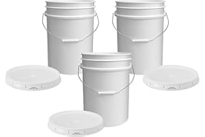 ePackageSupply 5-Gallon White Bucket Pail Container with Lid | Food Grade | Heavy-Duty Extra Durable | 90 Mil All Purpose Pail | Multi-Use | Easy Stack and Store | BPA Free| Made in USA | 3 Pack
