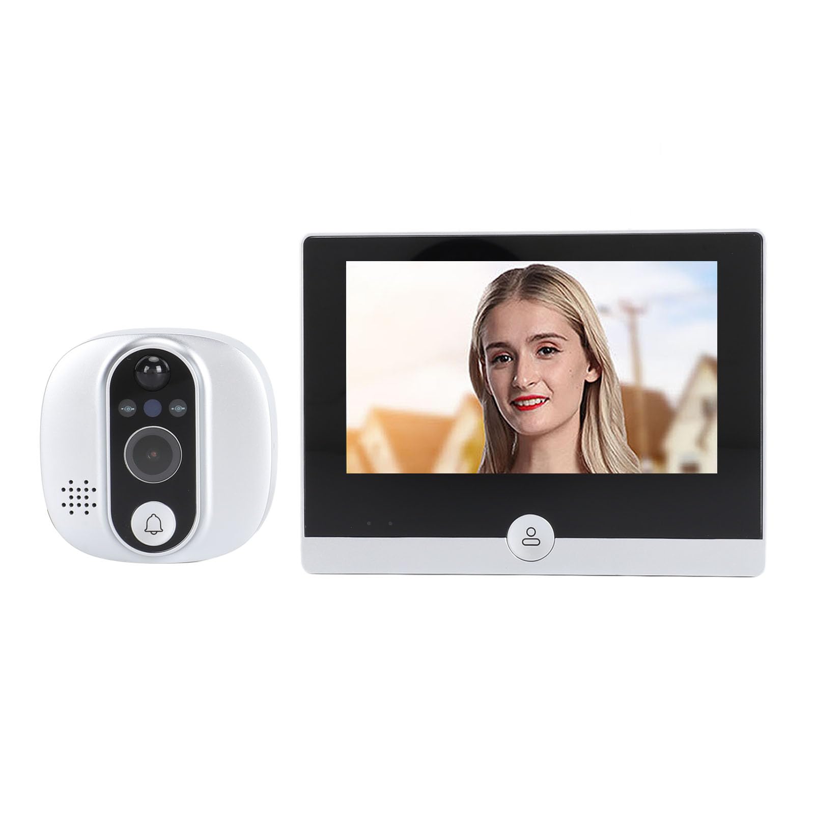 MENDUNER Smart WIFI Video Doorbell, 1080P Intelligent Visual Wireless Doorbells with 4.3inch Screen, 2 - Way Audio, PIR Motion Detection, Night Vision, 150 Degree Wide Angle (Silver)