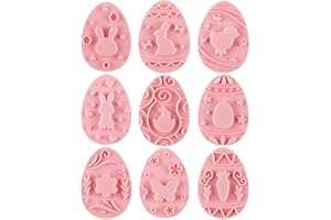 Alipis Easter Cookie Cutters, 9pcs Easter Eggs Bunny Mould Press 3D Embossing Mold Holiday Biscuit Fondant Cookie Stamps