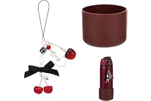 Black Cherry Charm & Silicone Boot Bottom for Owala 32oz Water Bottle, Aesthetic Water Bottle Decorations Accessories for Owa
