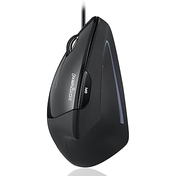 Perixx PERIMICE-513L Ergonomische Maus, vertikal, für Linkshänder, 1000/1600 DPI, empfohlen für RSI schwarz schwarz