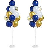 Navy Blue Gold Confetti Balloon Column Stand Kit Set of 2 Included-Balloon Sticks with Base&Pole,Backdrop Decoration for Metallic Chrome Wedding, Baby Shower,Birthday,Anniversary Party
