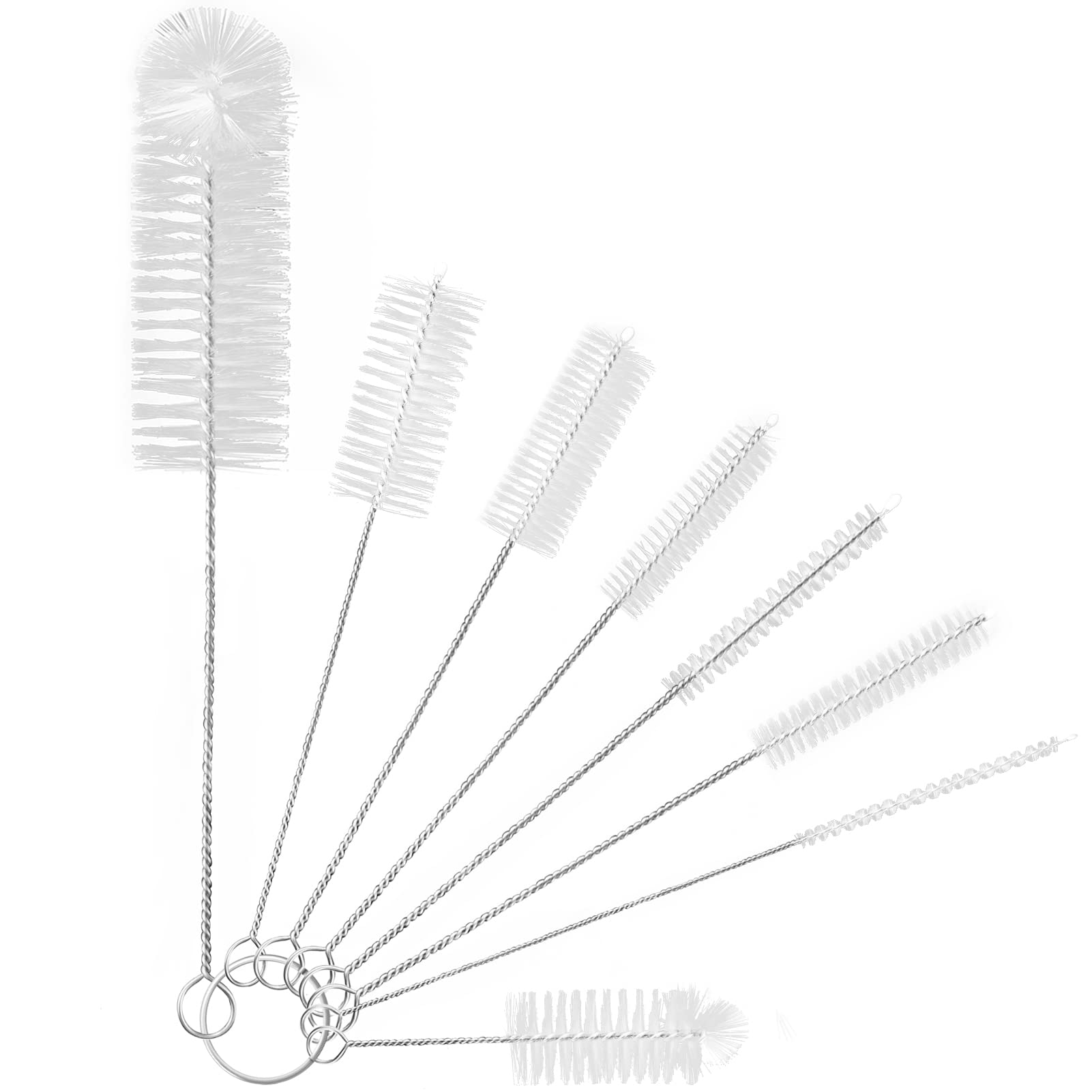 Photo 1 of Yolaist 8 Pcs Bottle and Straw Cleaner, Long Deep Nylon Brush with Bendable Stainless Steel Flexible Handles for Bottles, Straws, Pipes, Wine Decanter, Sinks and Cup Cover