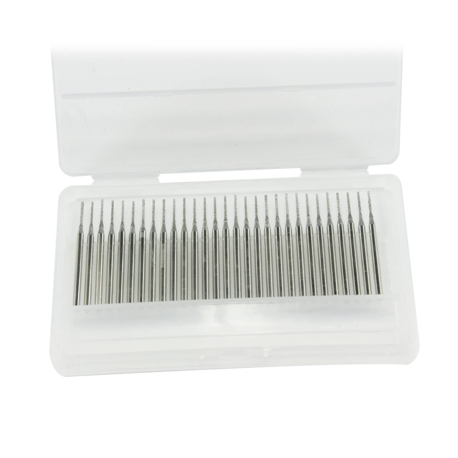 Photo 1 of Luo ke 30 Pcs Needle Shape Diamond Burr Set, 1/8'' Shank Diamond Mounted Bead Reamer Drill Bits for Rotary Tools Includes Dremel(Size:1mm)