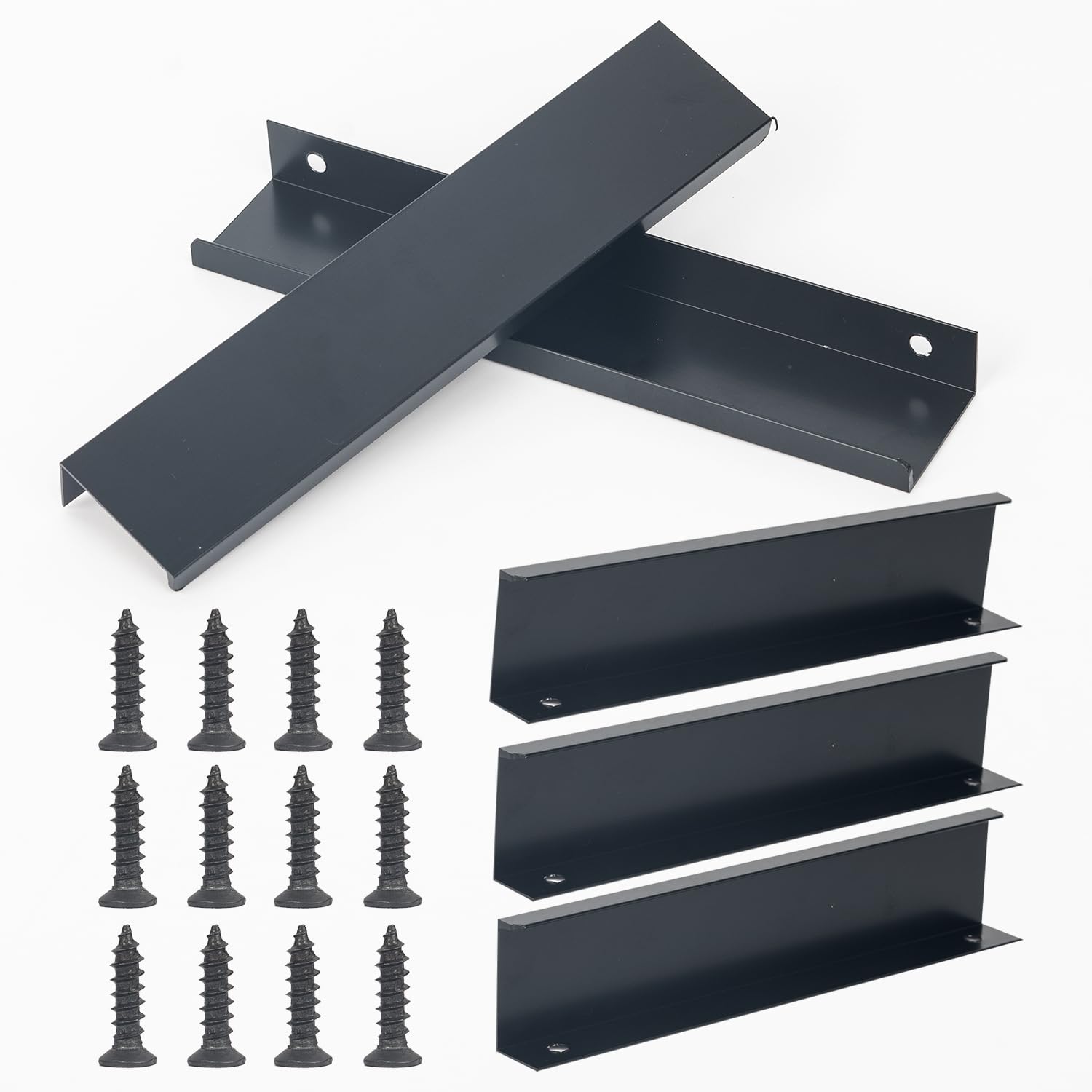Sgehai 6 Pack Concealed Kitchen Cupboard Handles,Hidden Drawer pulls,Hidden Finger Edge pulls,for cabinets and Drawers, Wardrobe Door Handles Modern Aluminum Bathroom Cabinet Handles, Matte Black