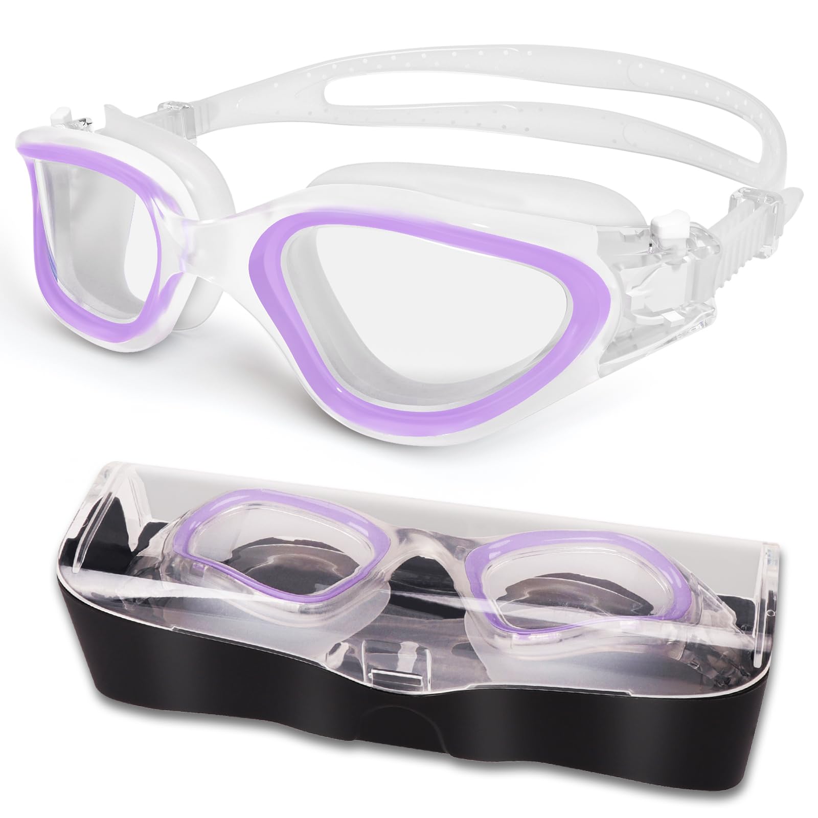 HotSrace Swimming Goggles Polarized/Non Polarized Anti Fog Anti UV No Leakage,Swim Goggles Soft Silicone Clear Vision Easy to Adjust for Adult Men Women Teenager — image 1