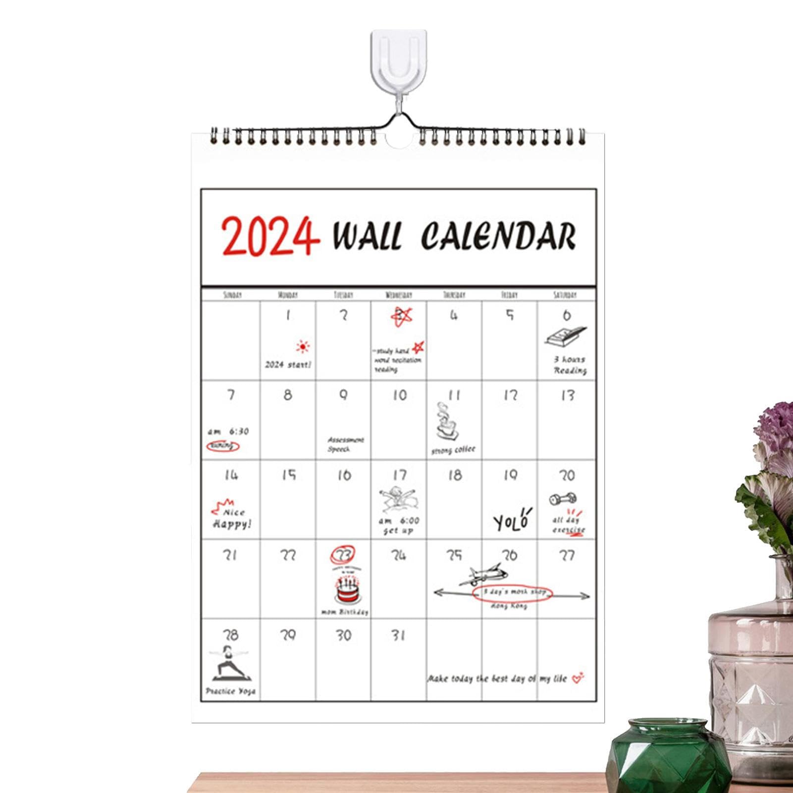 Mua Wall Calendar 2024 - Wire Binding Wall Hook Calendar, 2024 Monthly ...