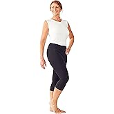 Maggie's Organic Black Out Mid Calf Leggings - Snug Fit Athletic Leggings with Pockets