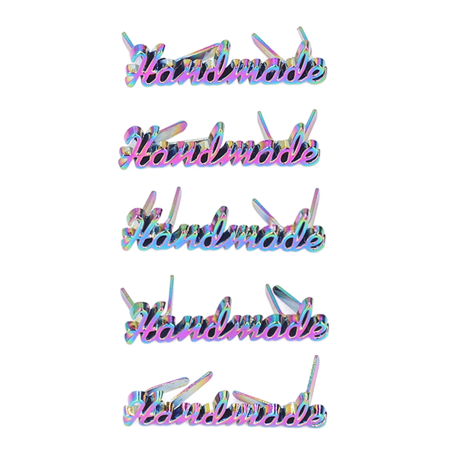 Colorful Retro Style DIY Bag Label Handmade Tags, 5 Pieces Metal Handmade Tag Labels for Jewelry Making Crafts, Sewing Clothing Decoration and More All-Purpose LabelsLabels & Stickers