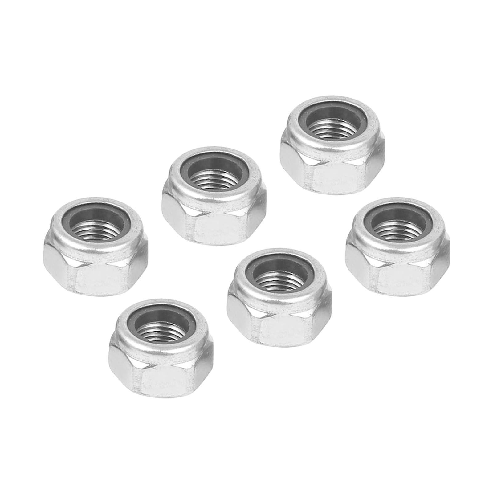 METALLIXITY Hex Lock Nut Fasteners(M12x1.25mm) 6Pcs, 304 Stainless Steel Nylon Inserted Self-Lock Nuts - for Car Garage Ship Mechanical Equipment, Silver Tone