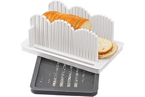 FEABOLEE Bread Slicer for Homemade Bread, 3-Slice Thickness,Foldable Cutting Guide with Crumb Tray,Bread Slicing Guide Adjustable Width,Suitable for Kitchen Baking Homemade Bread/Bagels/Cakes