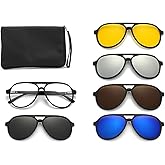 Chakralux Magnetic 5Pcs Clip-On Sunglasses Set for Men and Women – Polarized UV Protection Eyewear & Magnetic Eyeglasses Frames for Night Driving & Everyday Comfort