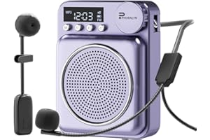 PHORALYN Wireless Voice Amplifier for Teachers, Original Voice Amplifier Wire Microphone with 2 Microphones, Portable Speaker megaphone for Classroom, Training, Meeting, Instructors, Coaches, Games (Purple)