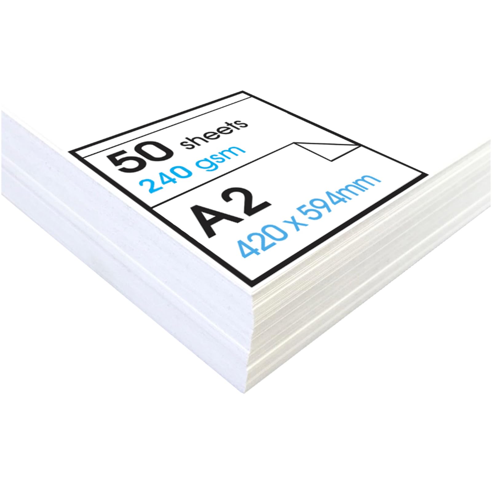 Artway Studio - Acid Free A2 Mixed Media Paper - Ideal for Multimedia Applications - 240gsm - A2 (50 Sheets), White