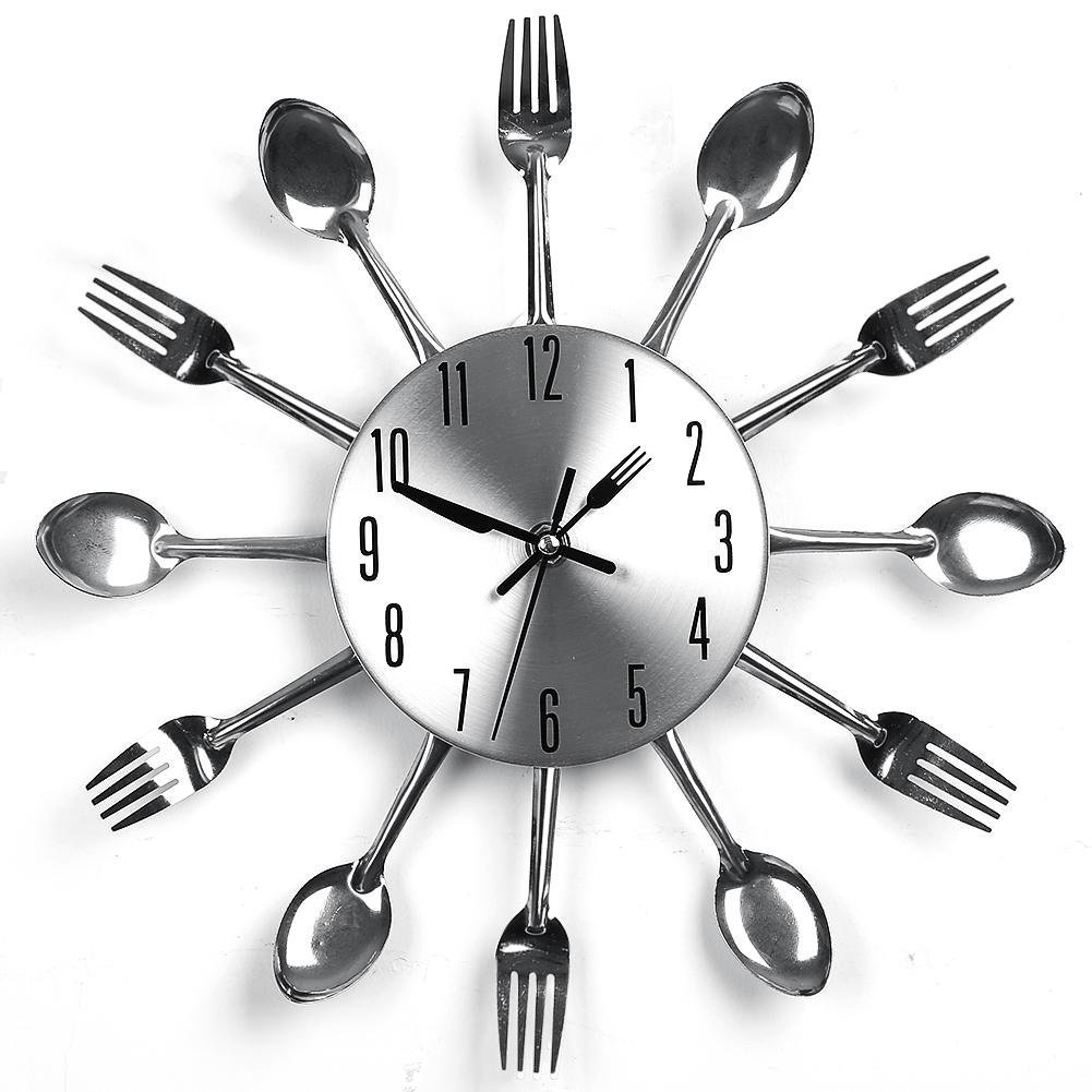 Best Kitchen Utensil Clock Silver