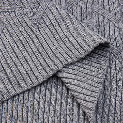 RAISEVERN Maglione Uomo Lavorato a Maglia a trecce Maglione Dolcevita Grigio Manica Lunga Casual Tinta Unita L