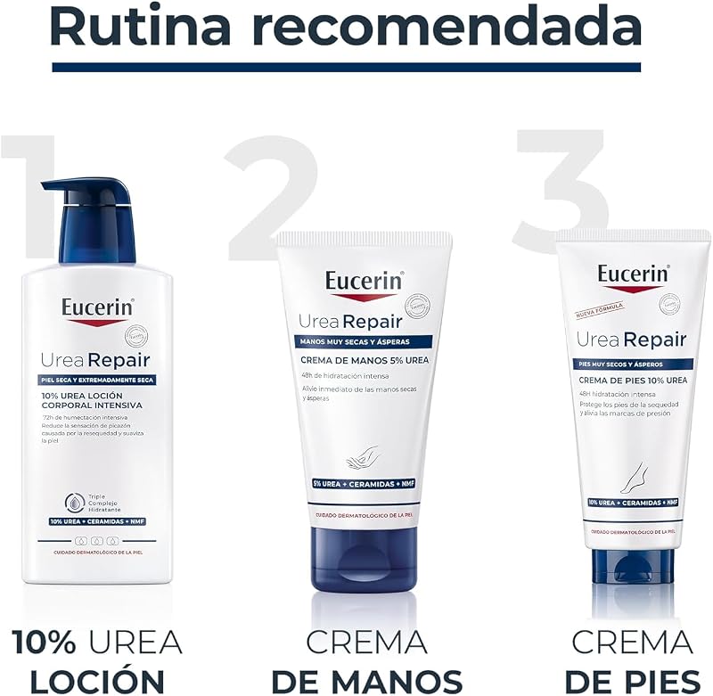 UreaRepair Crema de Manos Urea 5% (75 ml), crema hidratante reparadora 48 horas, con 5% urea y ceramidas para un alivio inmediato, ideal para manos secas y agrietadas