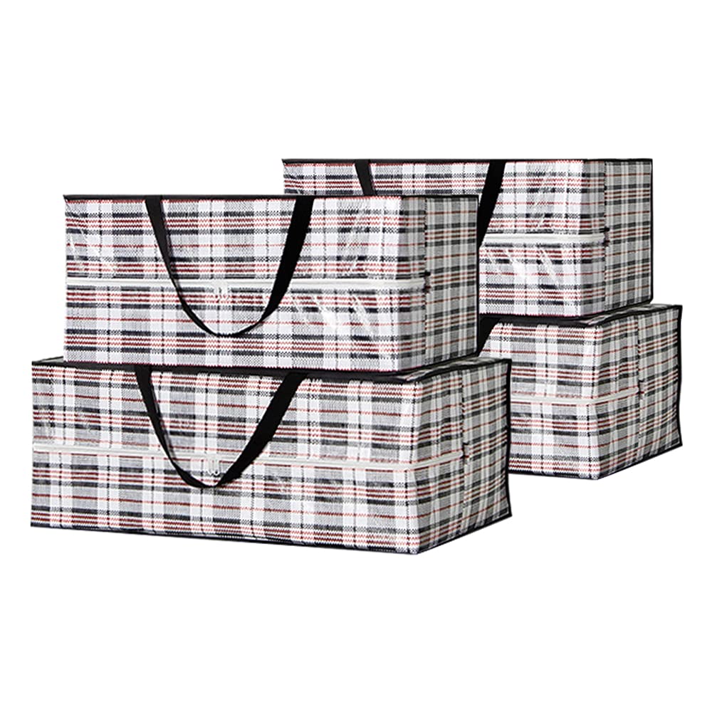 Beowanzk Large Moving Boxes with Zips - Clothes Storage Bags for Duvets & More