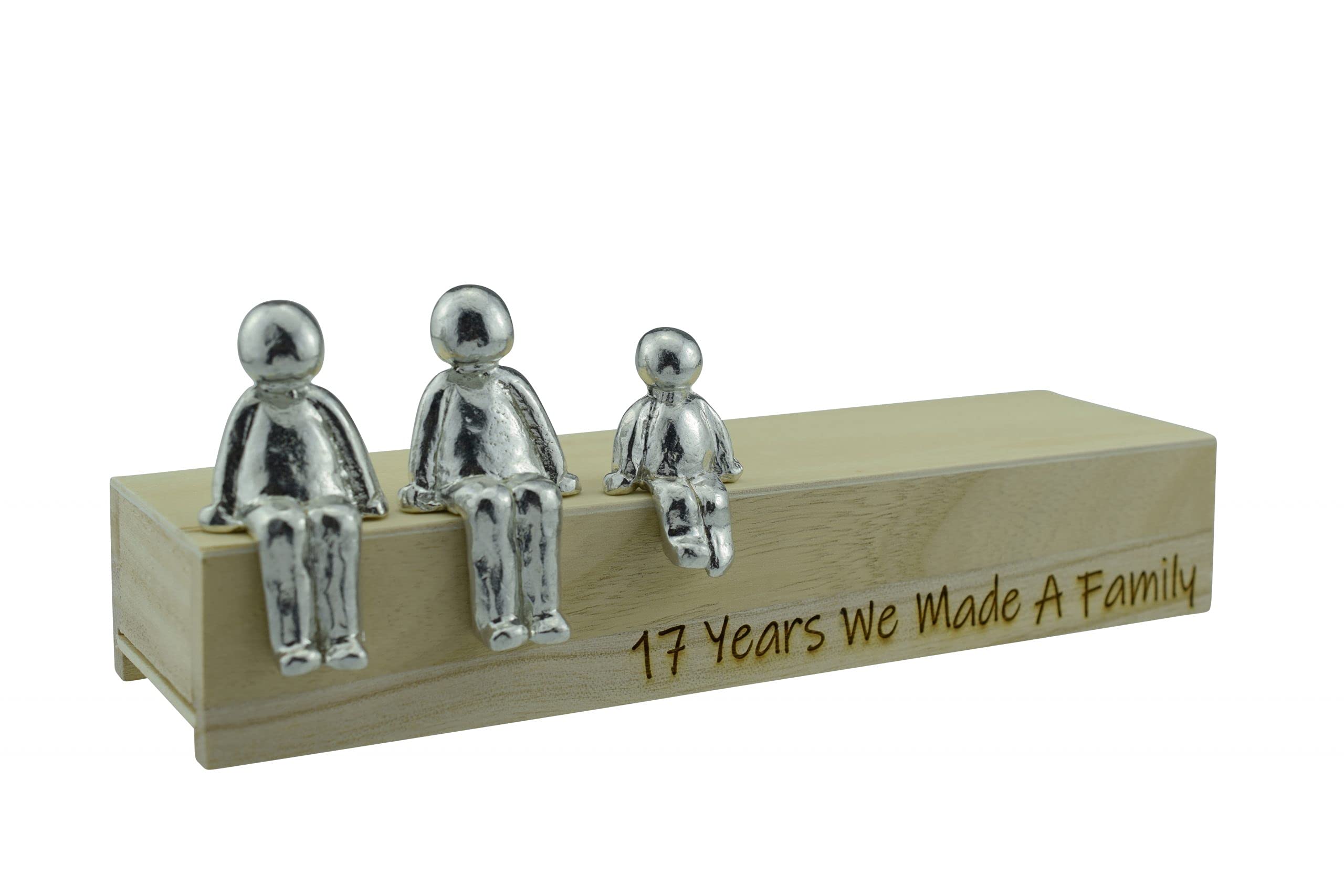 Pirantin 17th Anniversary Idea - 17 Years We Made A Family Metal Ornament - Choose Your Family Combination Box & Woodgrain May Vary(1 Child)