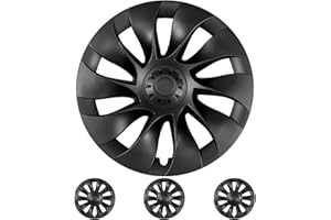 Klutchtech Model Y Hubcaps 20" Tornado Wheel Covers Replacement Wheel Caps Compatible with Tesla Model Y Accessories 2021-2024 (Matte Black 4 Pack)