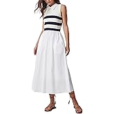 D-Sun Women's 2026 Spring Summer Sweater Midi Dresses Sleeveless Stripe Casual Knit A Line Long Dresses