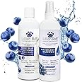 Lillian Ruff Berry Blue Brightening Face and Body Wash for Dogs - Blueberry Shampoo - Remove Tear Stains, Hydrate Dry Itchy Skin, Add Shine & Luster to Coats (Berry Blue Shampoo & Waterless Set)