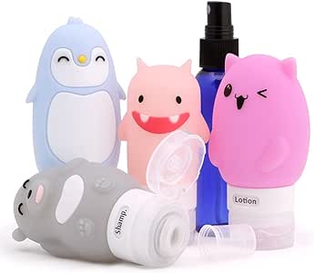 Valourgo Set de Botellas para Viaje de Silicona(Incluye Gato, Oso