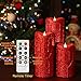3D Flameless Pillar Candles with Remote, Set of 3 LED Candles Battery Included for Christmas Decoration and Gifts, 5,7,9 Inch (Red)