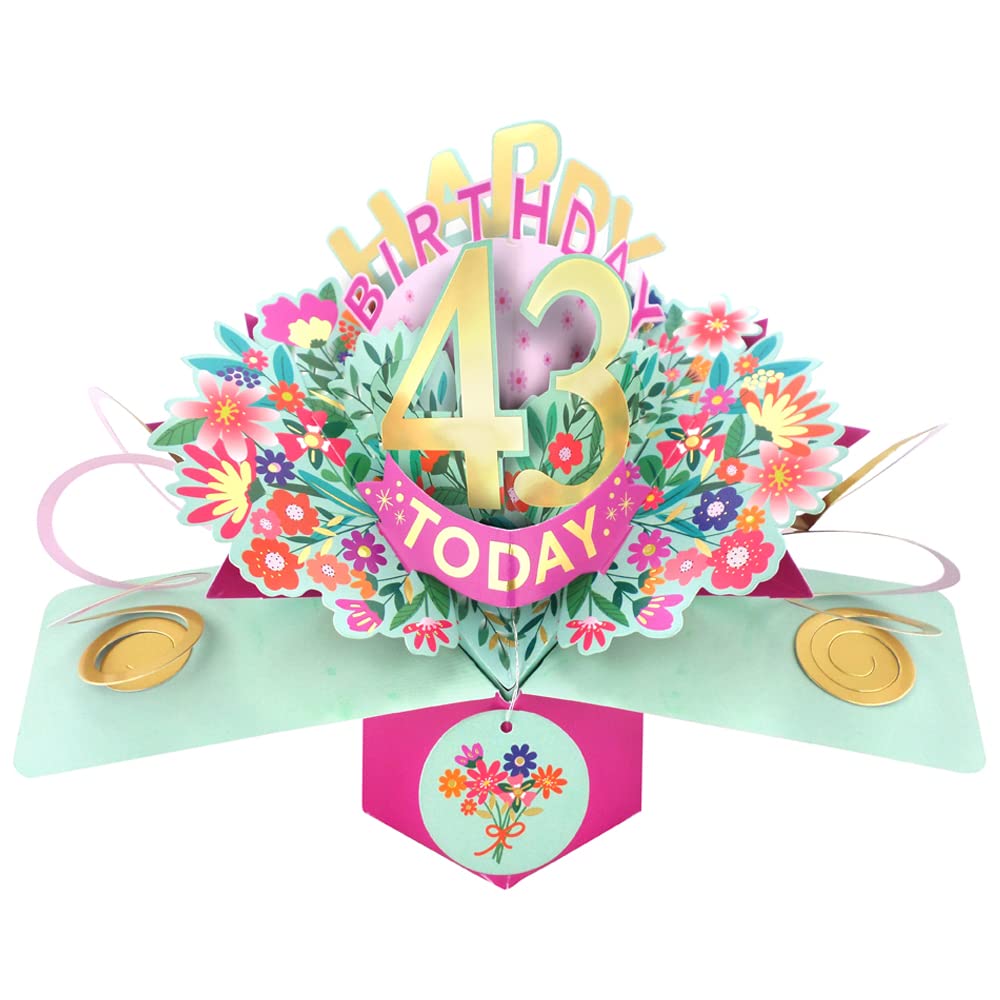 Happy 43rd Birthday 43 Today Pop-Up Greeting Card Love Kate's Pop Up Cards Her POP215MC43