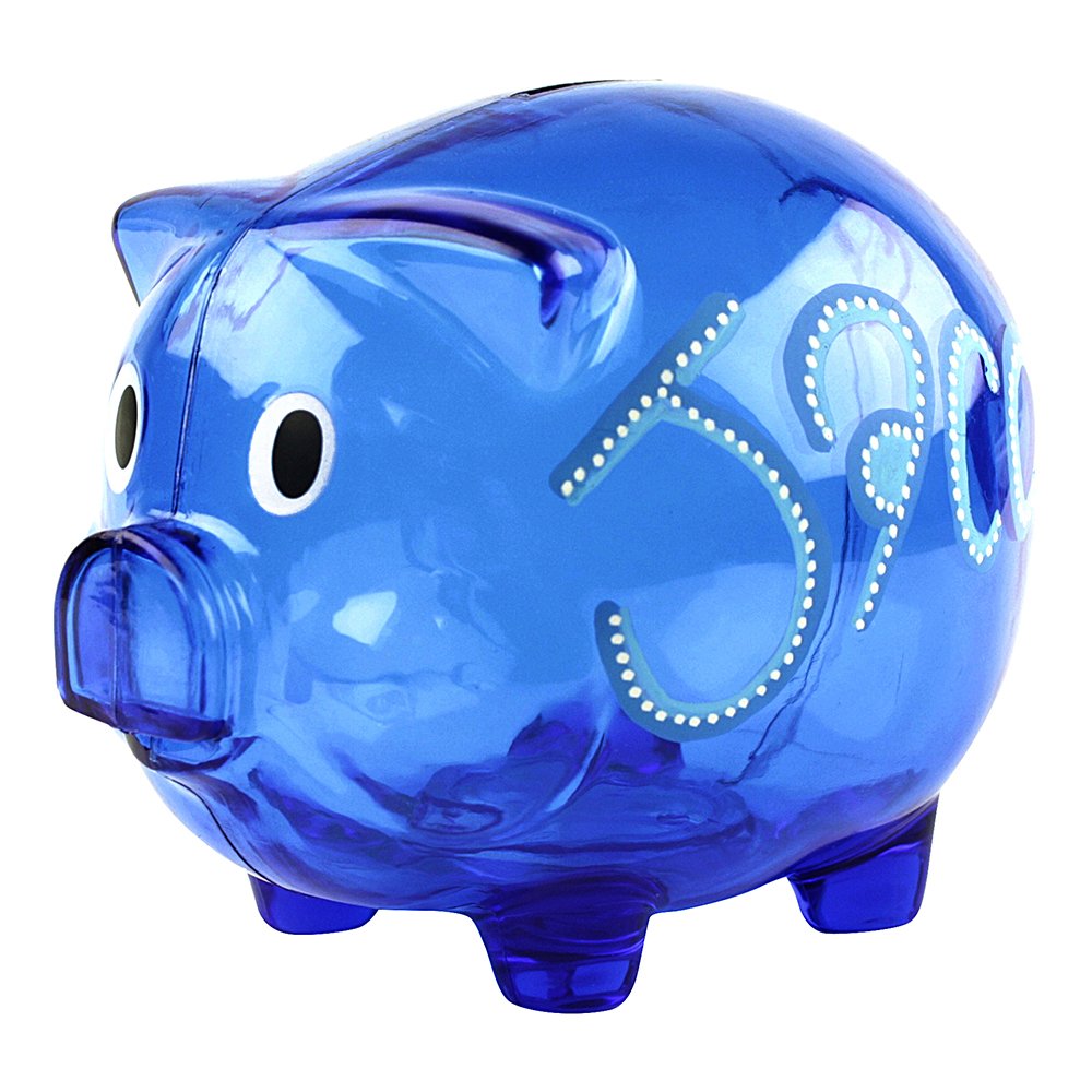 eBuyGB Personalised Transparent Plastic Piggy Bank/Money Box (Blue