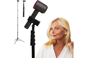 RELMITALL Hair Dryer Stand – Heavy Duty 26-74 Inch Adjustable Blow Dryer Holder with Non-Slip Tripod and Universal Clip – Hands Free for Frozen Shoulder, Arthritis, and Wrist Pain Relief