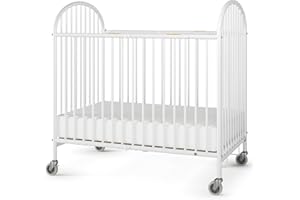 Foundations Pinnacle Metal Baby & Toddler Folding Crib, Portable Baby Crib with Foam Mattress and Commercial Grade 3" Casters